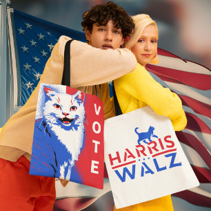 Kamala Harris Tim Walz Chilless Cat Dam Vote! Tygkasse