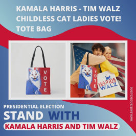 Kamala Harris Tim Walz Chilless Cat Dam Vote! Tygkasse