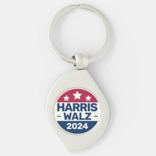 Kamala Harris Tim Walz kampanj 2024 Presidetial Swirl Silverfärgad Nyckelring
