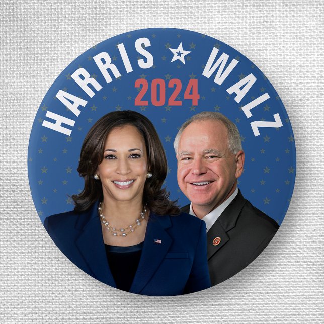 Kamala Harris Tim Walz President Vice 2024 Foton Knapp (Skapare uppladdad)