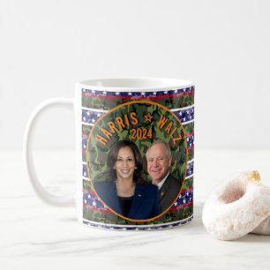 Kamala Harris Tim Walz President Vice Photos Camo Kaffemugg