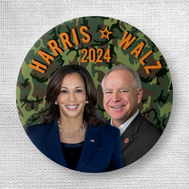 Kamala Harris Tim Walz President Vice Photos Camo Knapp (Skapare uppladdad)