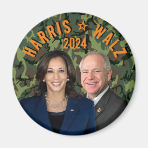 Kamala Harris Tim Walz President Vice Photos Camo Magnet