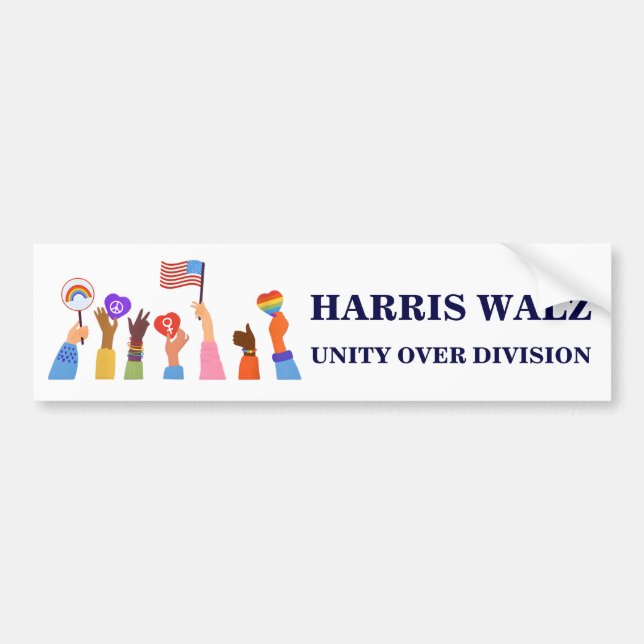 Kamala Harris Tim Walz Unity Over Division Bildekal (Framsidan)