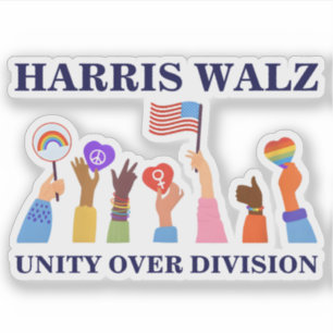 Kamala Harris Tim Walz Unity Over Division Klistermärken