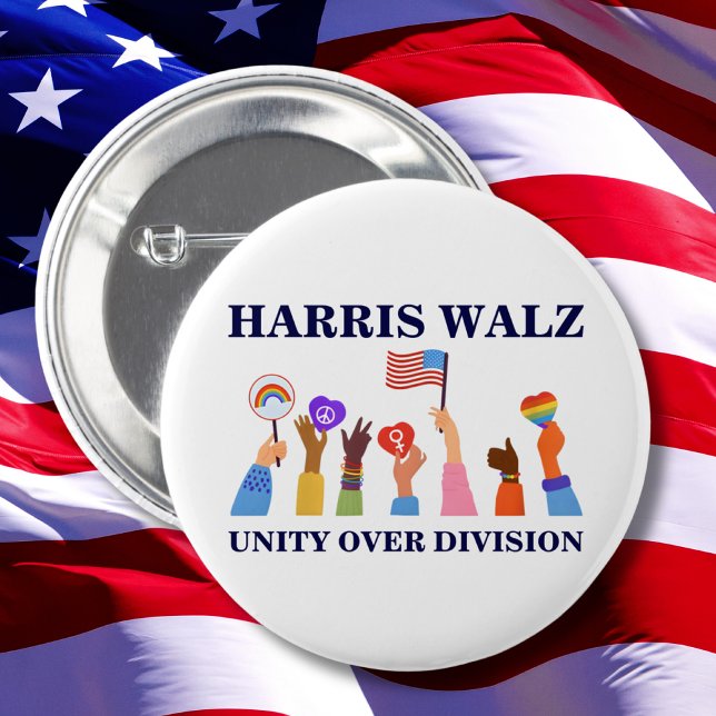 Kamala Harris Tim Walz Unity Over Division Knapp (Skapare uppladdad)