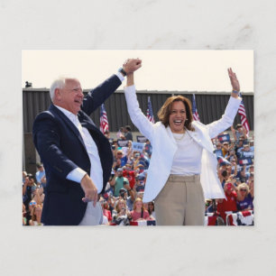 Kamala Harris Tim Walz utomhus Vykort