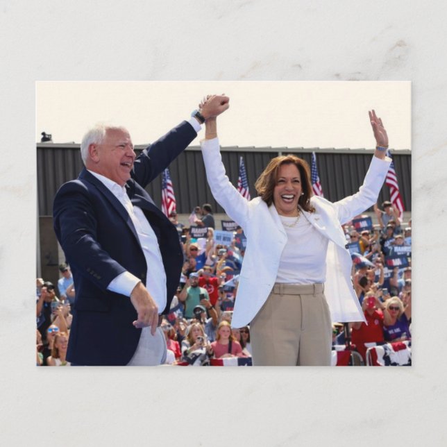 Kamala Harris Tim Walz utomhus Vykort (Framsida)
