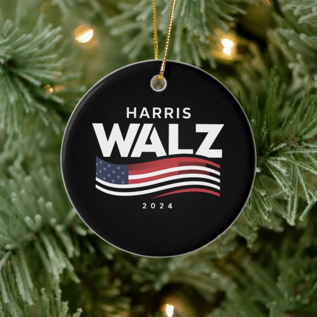 Kamala Harris Tim Walz vals 2024 års val Julgransprydnad Keramik (Träd)