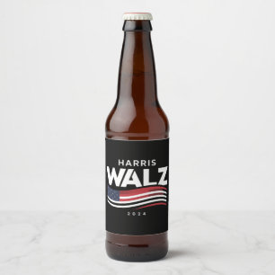 Kamala Harris Tim Walz vals 2024 års val Ölflaska Etikett