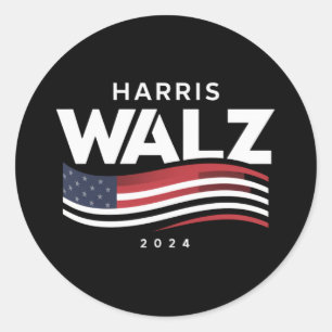 Kamala Harris Tim Walz vals 2024 års val Runt Klistermärke