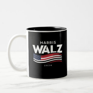 Kamala Harris Tim Walz vals 2024 års val Två-Tonad Mugg