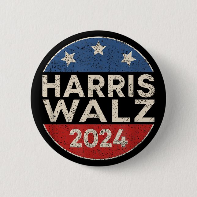 Kamala Harris Tim Walz Valss 2024 Retro män kvinno Knapp (Framsida)