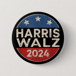 Kamala Harris Tim Walz Valss 2024 Retro män kvinno Knapp