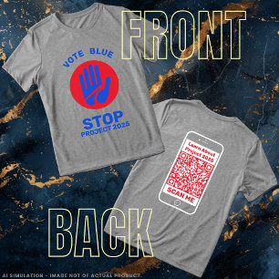 Kamala Harris Tim Walz Vote Blue Stop Project 2025 T Shirt