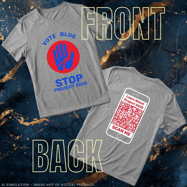 Kamala Harris Tim Walz Vote Blue Stop Project 2025 T Shirt (Skapare uppladdad)