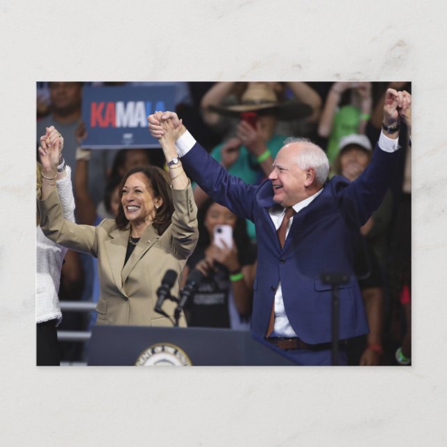 Kamala Harris & Tim Walz Vykort (Framsida)