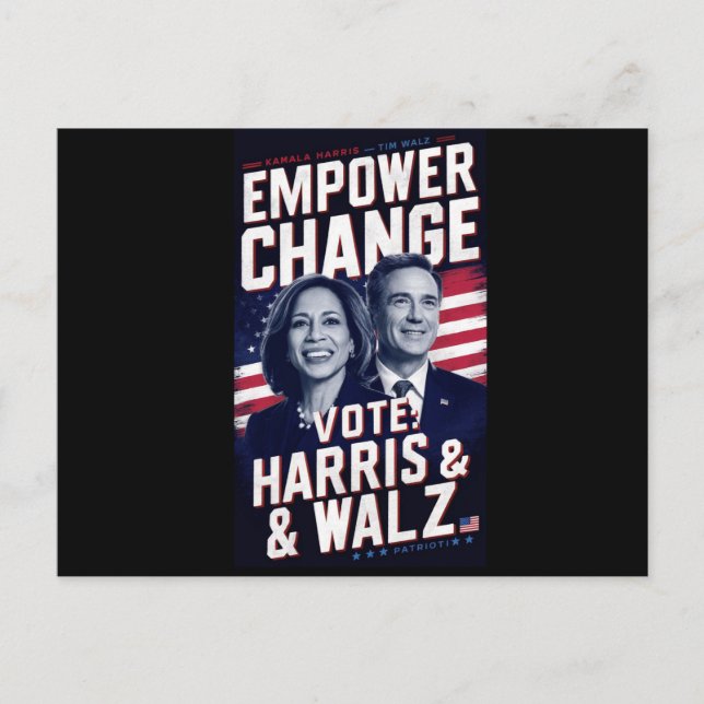 Kamala Harris & Tim Walz Vykort (Framsida)