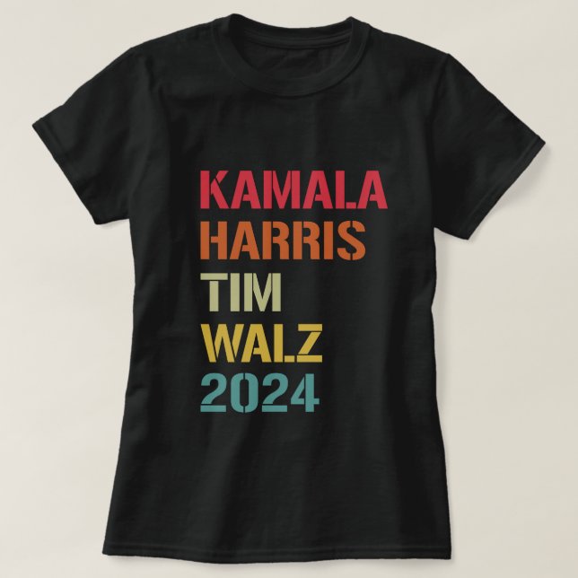 Kamala Harris Tim Walz Waltz 2024 Val Democra T Shirt (Design framsida)