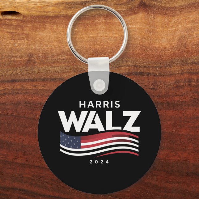 Kamala Harris Tim Walz Waltz 2024 Val Nyckelring (Framsida)