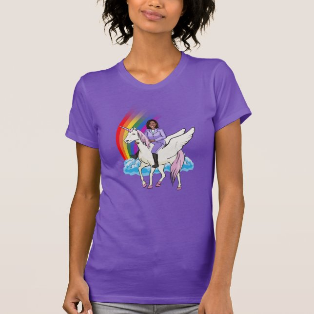 KAMALA HARRIS UNICORN OCH RAINBOW T-Shirt (Framsida)