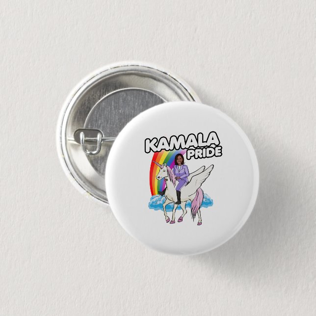 KAMALA HARRIS UNICORN PRIDE KNAPP (Framsida & baksida)