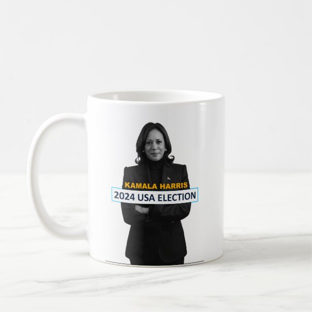 Kamala Harris USA 2024 Val Kaffemugg (Vänster)