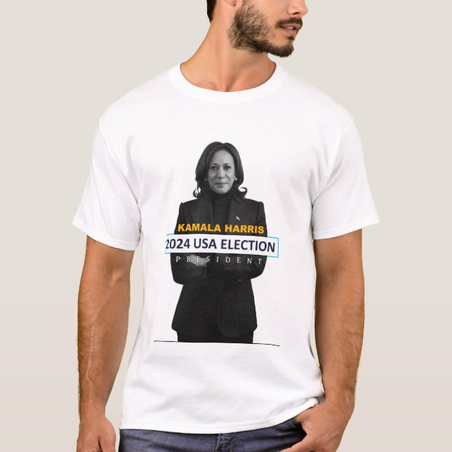 Kamala Harris USA 2024 Valpresident T Shirt (Framsida)