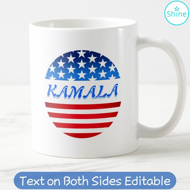Kamala Harris USA flagga Anpassningsbar Text Val 2 Kaffemugg (Skapare uppladdad)