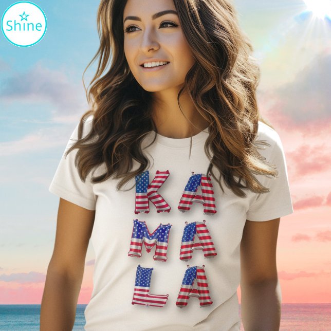 Kamala Harris USA flagga Balloon Brev Democracy T Shirt (Skapare uppladdad)