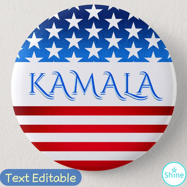 Kamala Harris USA flagga Democrat Personlig Text Knapp (Skapare uppladdad)