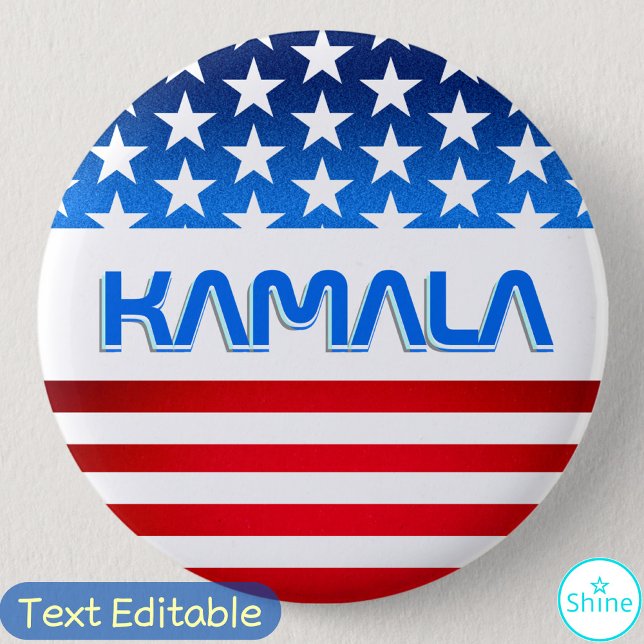 Kamala Harris USA flagga Modern Typografi Knapp (Skapare uppladdad)