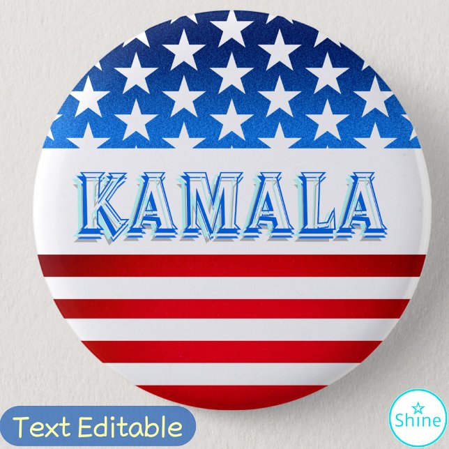 Kamala Harris Val Kampanj Supporter USA flagga Knapp (Skapare uppladdad)