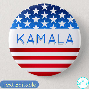 Kamala Harris Val USA flagga Modern Anpassningsbar Knapp