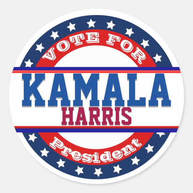 Kamala Harris - Valmall Kampanj Runt Klistermärke (Framsida)