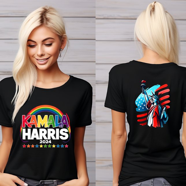 ’Kamala Harris’ Vibrant Rainbow T Shirt (Skapare uppladdad)