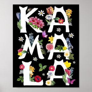Kamala Harris Vintage Blommigt Cat Brev president Poster