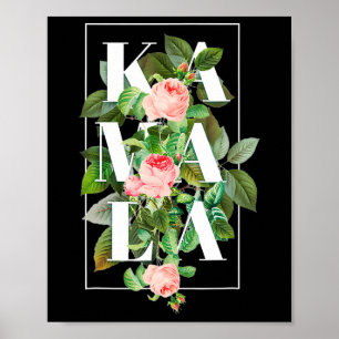 Kamala Harris Vintage Blommigt Feminine First Femi Poster