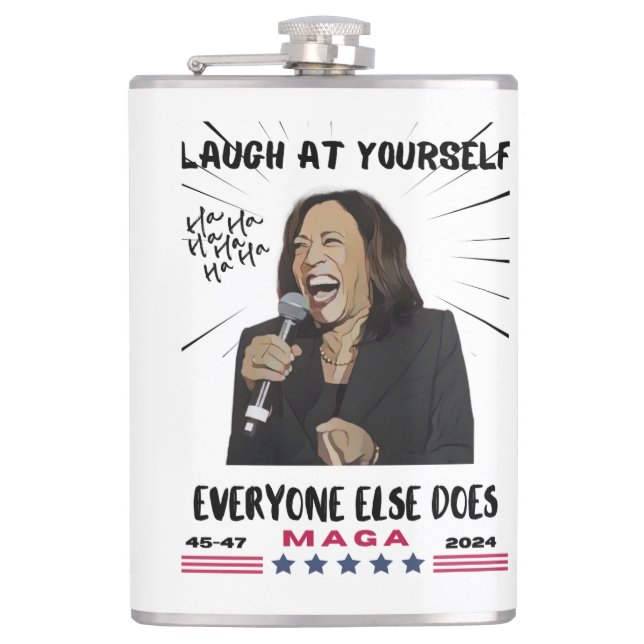 Kamala Harris Vinyl Wrapped Flask Fickplunta (Framsidan)