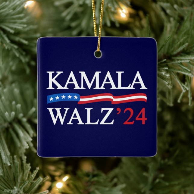 Kamala Harris Walz 2024 Blue Julgransprydnad Keramik (Träd)