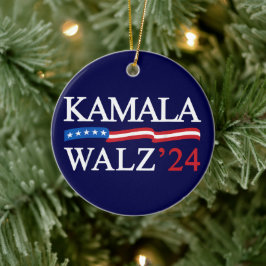 Kamala Harris Walz 2024 Blue Julgransprydnad Keramik