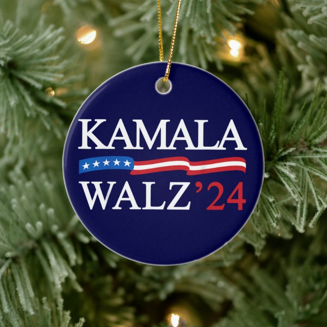Kamala Harris Walz 2024 Blue Julgransprydnad Keramik (Träd)