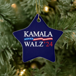 Kamala Harris Walz 2024 Blue Julgransprydnad Keramik