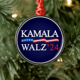 Kamala Harris Walz 2024 Blue Julgransprydnad Metall