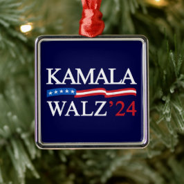 Kamala Harris Walz 2024 Blue Julgransprydnad Metall