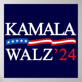 Kamala Harris Walz 2024 Blue Poster