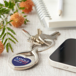 Kamala Harris Walz 2024 Blue Twisted Heart Silverfärgad Nyckelring