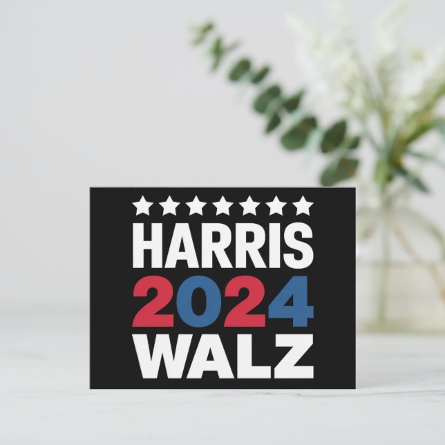 Kamala Harris Walz För President Vicepresident Vykort (Stående Fram)