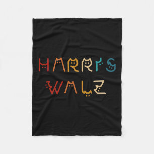Kamala Harris Walz Waltz 2024 Cat Lettering Positi Fleecefilt