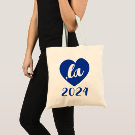 KAMALA hjärta 2024 blå script text Tygkasse